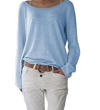 Women's Solid Color Knitted T Shirt Top Bottoming Shirt