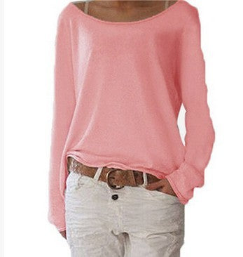 Women's Solid Color Knitted T Shirt Top Bottoming Shirt