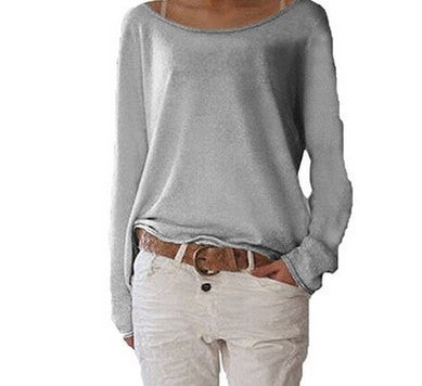 Women's Solid Color Knitted T Shirt Top Bottoming Shirt