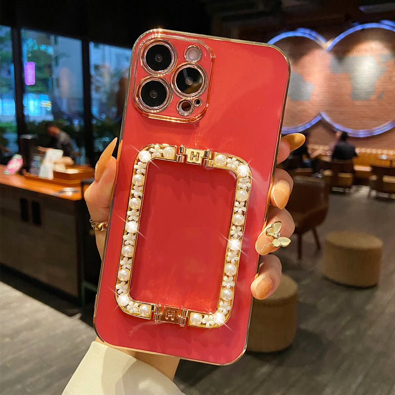 Ultra-thin Premium Stand Solid Color Phone Case With Lanyard