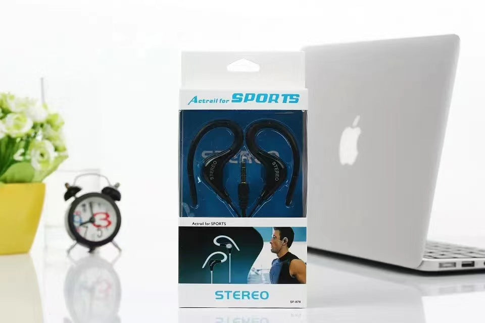 SF-878 Phone Headphones With Microphone With Volume Adjusting Headphones Big Bull Horn Sports Ear-Hanging Running Headphones