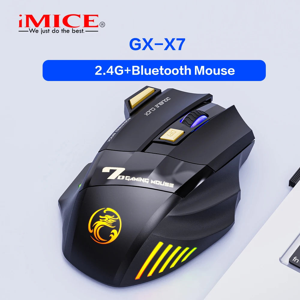 Rechargeable Computer Mice Wirless Gaming Wireless Bluetooth Silent 3200 DPI Ergonomic USB Mause With Backligh