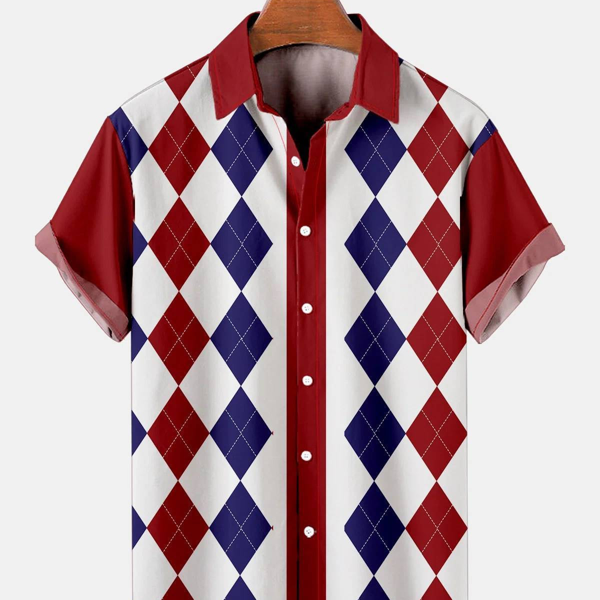 Mens Music Drum Splicing Casual Shirt