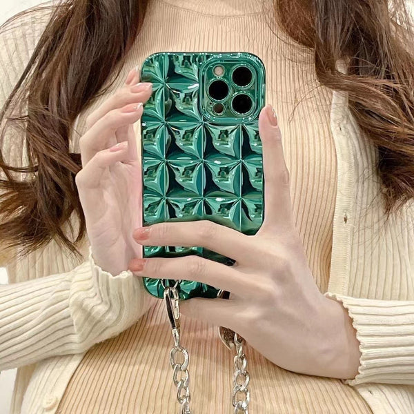 INS Electroplated Silver Diamond Lattice Phone Case