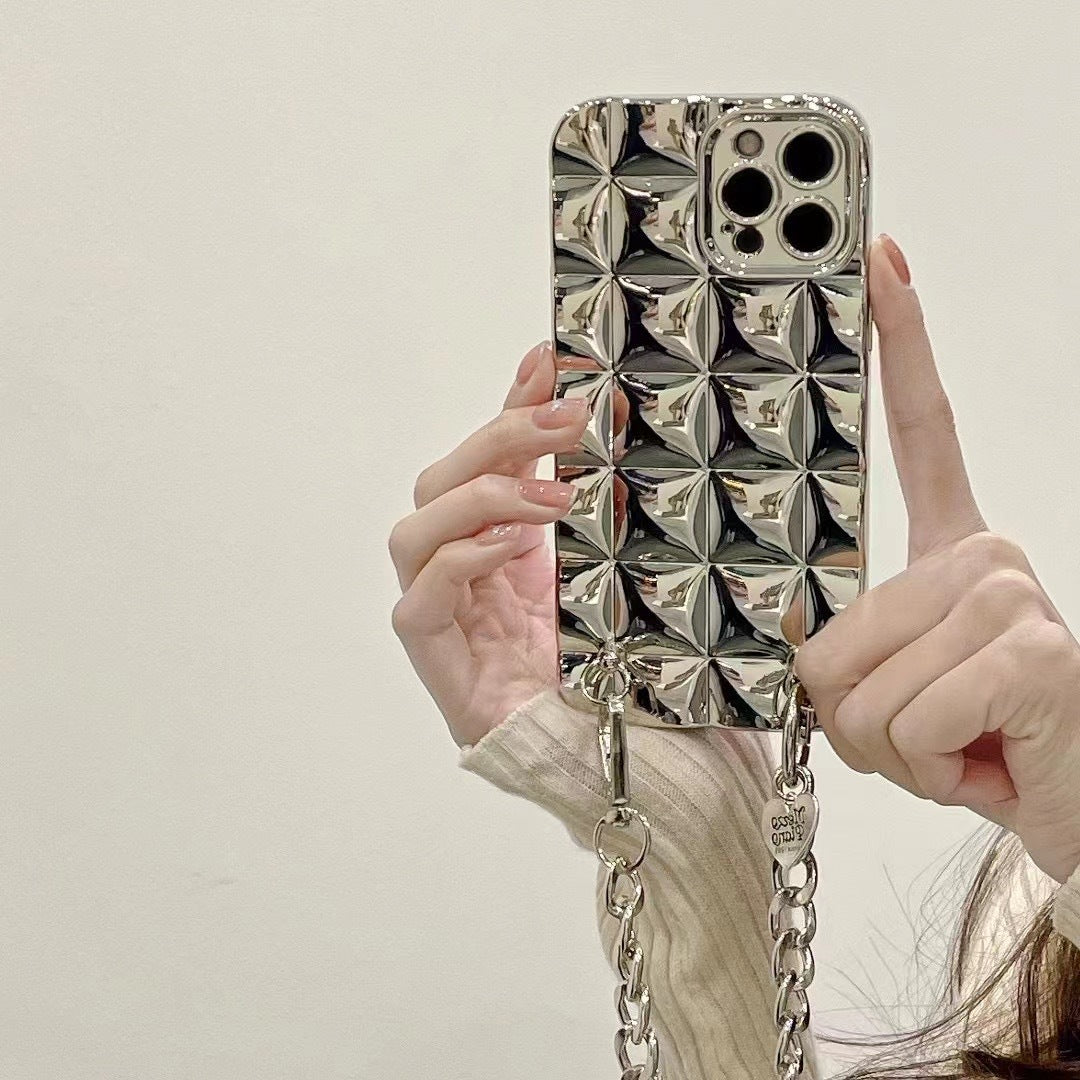 INS Electroplated Silver Diamond Lattice Phone Case