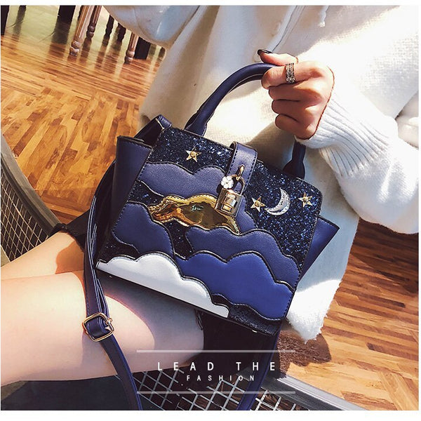 Women Leather Embroidery Handbags Girl Shoulder Bags