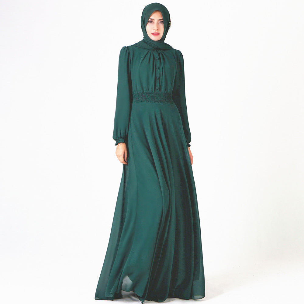 7002 Double Layer High Density Chiffon Amazon Cross Border Muslim Brand Women&amp;#039;s Dress