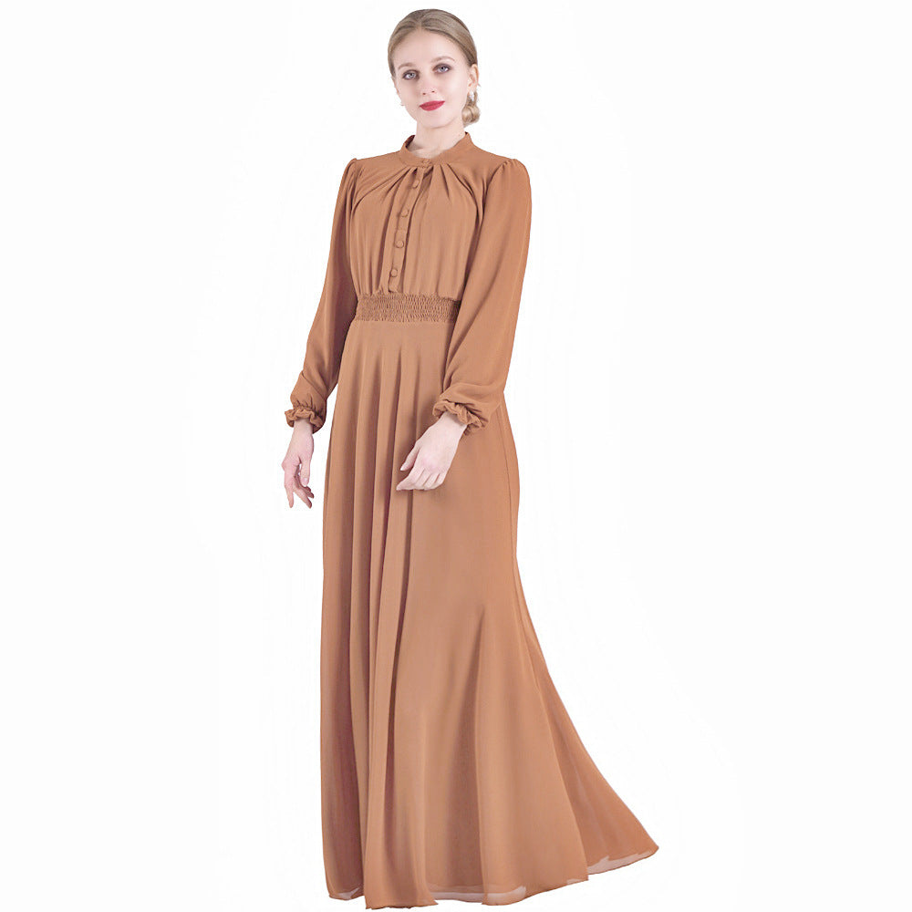 7002 Double Layer High Density Chiffon Amazon Cross Border Muslim Brand Women&amp;#039;s Dress