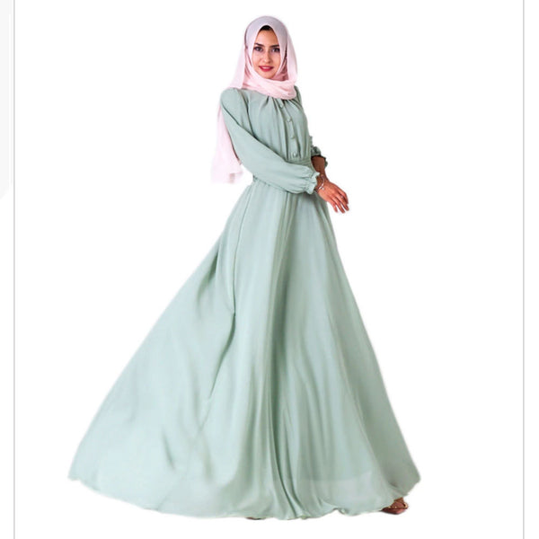 7002 Double Layer High Density Chiffon Amazon Cross Border Muslim Brand Women&amp;#039;s Dress