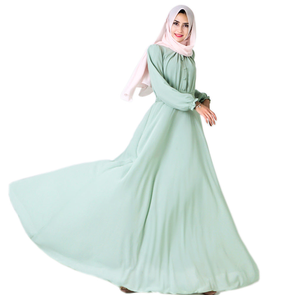 7002 Double Layer High Density Chiffon Amazon Cross Border Muslim Brand Women&amp;#039;s Dress