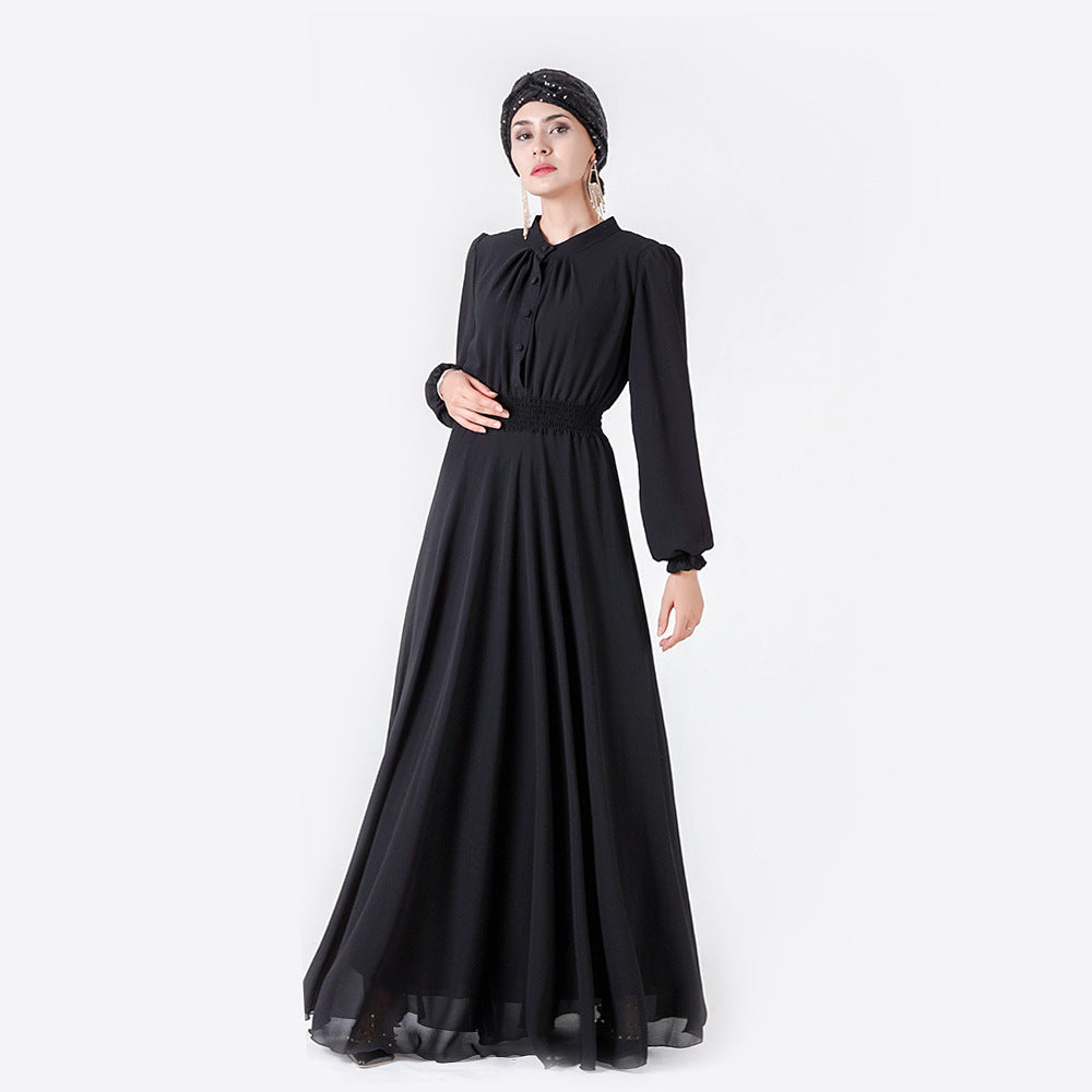 7002 Double Layer High Density Chiffon Amazon Cross Border Muslim Brand Women&amp;#039;s Dress