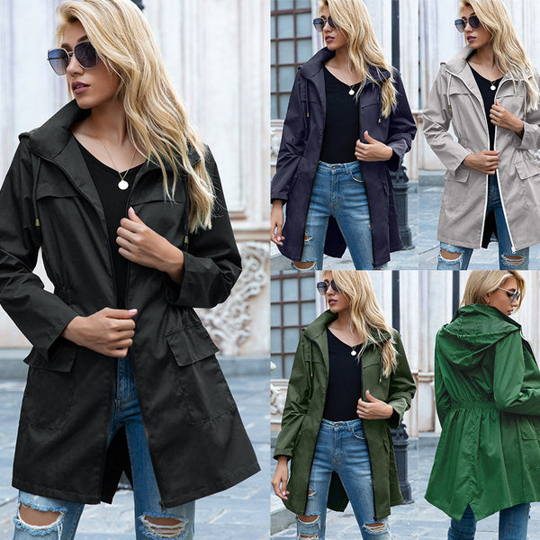 Hooded waist rainproof clothing
