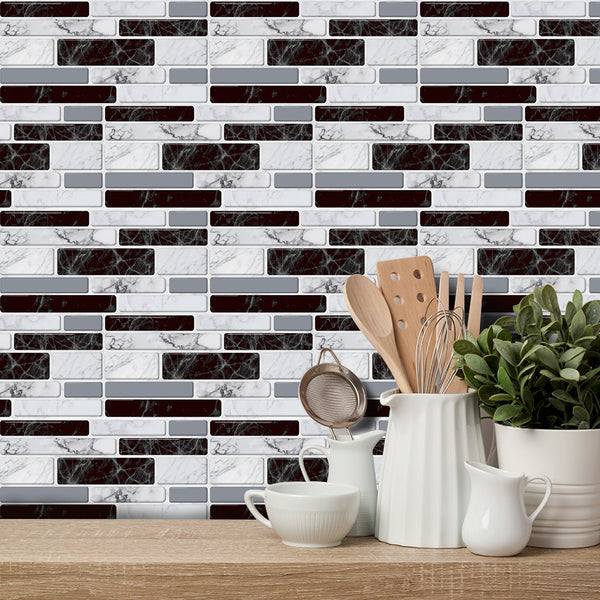 Black And White Classic Imitation Marble Wall Sticker Tile Sticker And Floor Sticker
