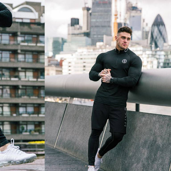 Men'S 3-Piece Workout Clothes Long-Sleeved Tight-Fitting Sportswear