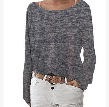 Women's Solid Color Knitted T Shirt Top Bottoming Shirt