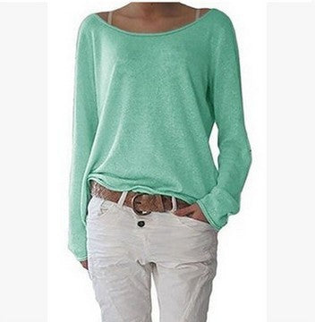 Women's Solid Color Knitted T Shirt Top Bottoming Shirt
