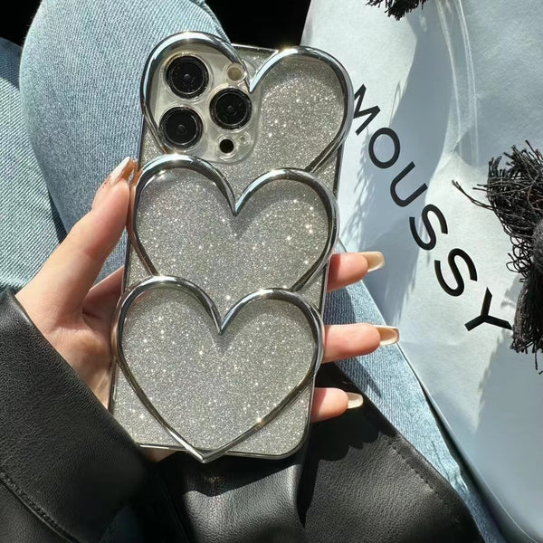Electroplated Silver Stacked Love Phone Case Protector