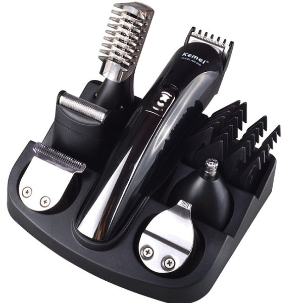Kemei 6 in 1 Rechargeable Hair Trimmer Titanium Hair Clipper Shaver Electric Beard Trimmer Men Styling Tools Shaving Machine