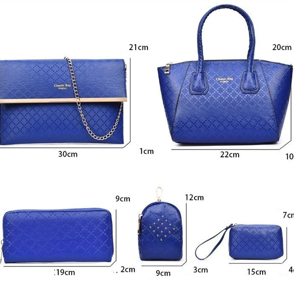 Women 6Pcsset Handbags Girls PU Leather Crossbody Bag Tote Casual Casual Bag Brand Designer Composite Messenger Bag Clutch Purse Wallet