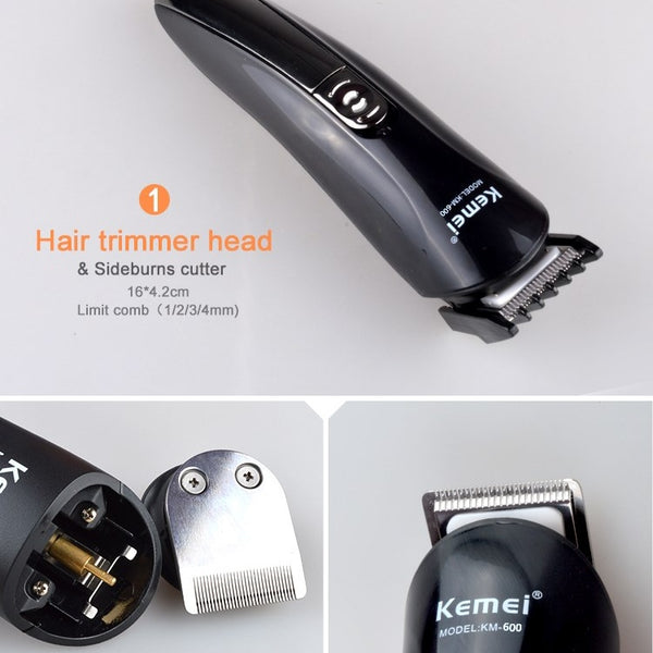 Kemei 6 in 1 Rechargeable Hair Trimmer Titanium Hair Clipper Shaver Electric Beard Trimmer Men Styling Tools Shaving Machine
