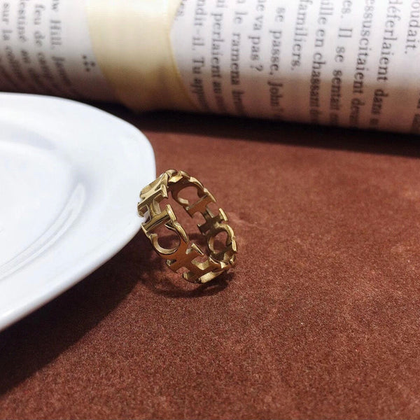 High Quality Jewelry Stainless Steel Hollowed Cut Letter Ring For Woman Man Ring