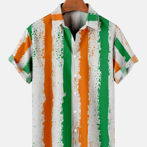 Mens Music Drum Splicing Casual Shirt
