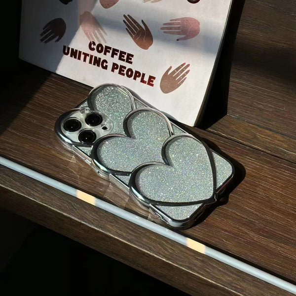 Electroplated Silver Stacked Love Phone Case Protector