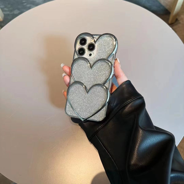 Electroplated Silver Stacked Love Phone Case Protector