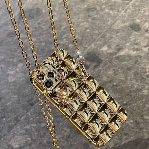 INS Electroplated Silver Diamond Lattice Phone Case