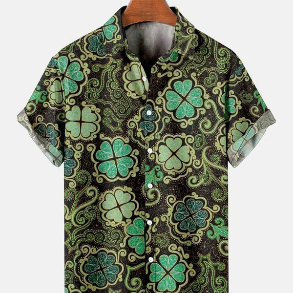 Mens Music Drum Splicing Casual Shirt