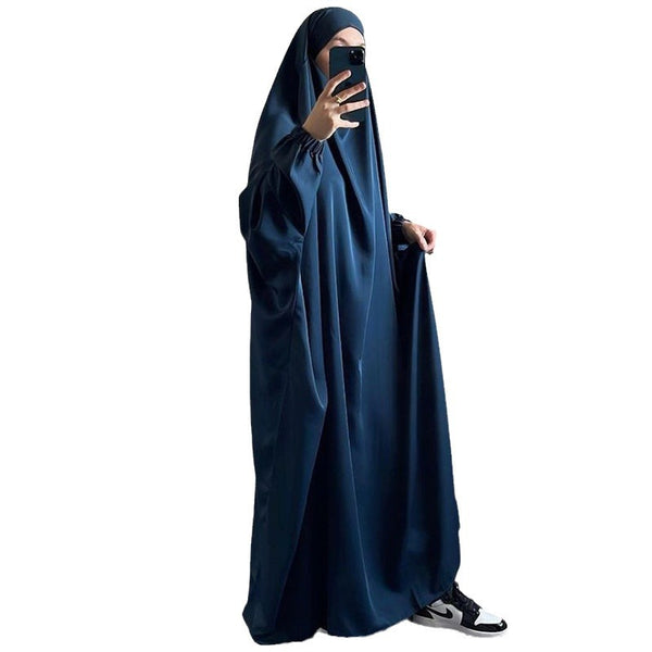 AliExpress Amazon Women&#039;s Dress Europe And America Dubai One Piece Solid Color Long Sleeve Prayer Robe P102