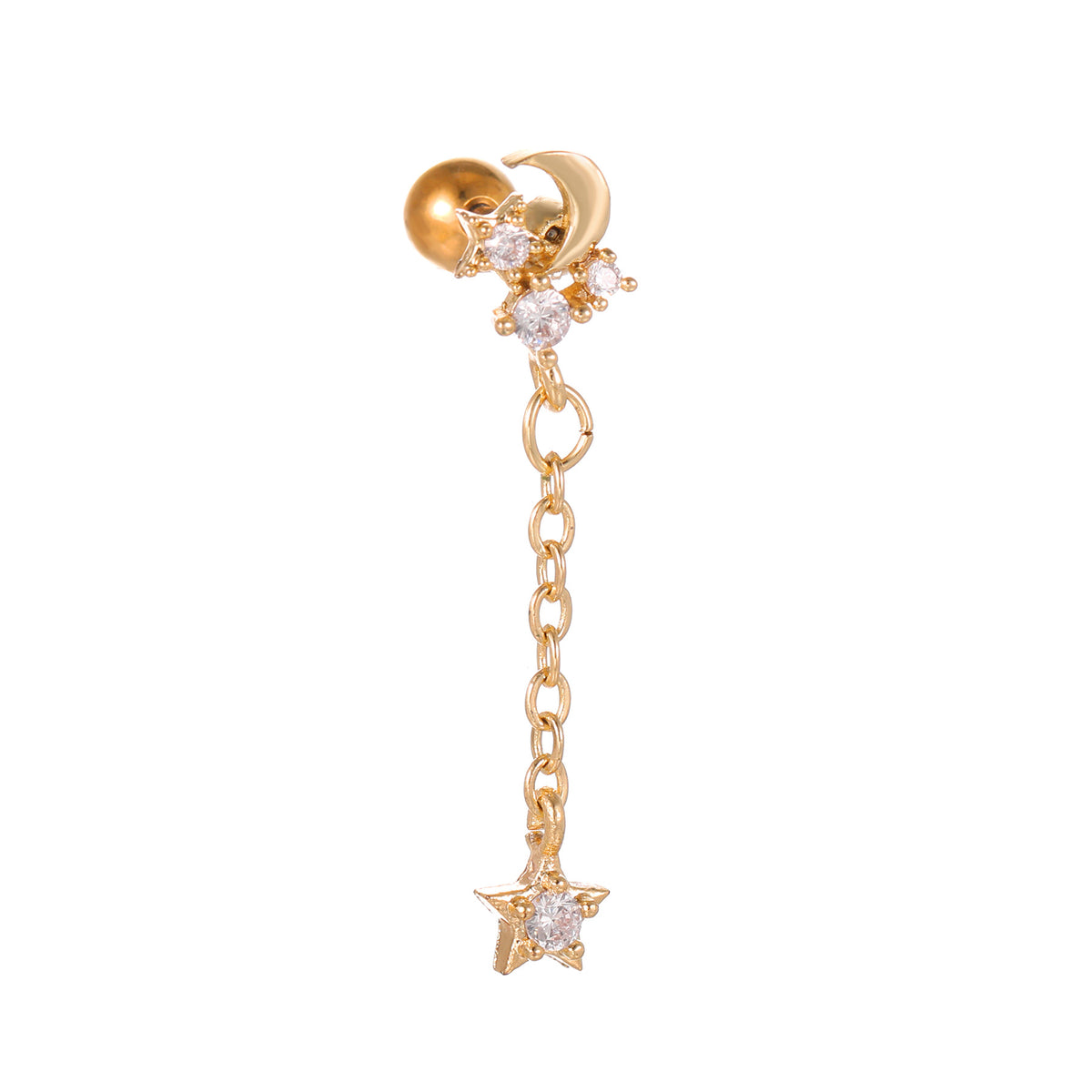 Fashion Jewelry Tassel Star Moon Micro Inlaid Zircon Earrings