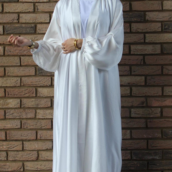 Muslim Women Kimono Open Abakya Dubai Imitated Silk Fabric