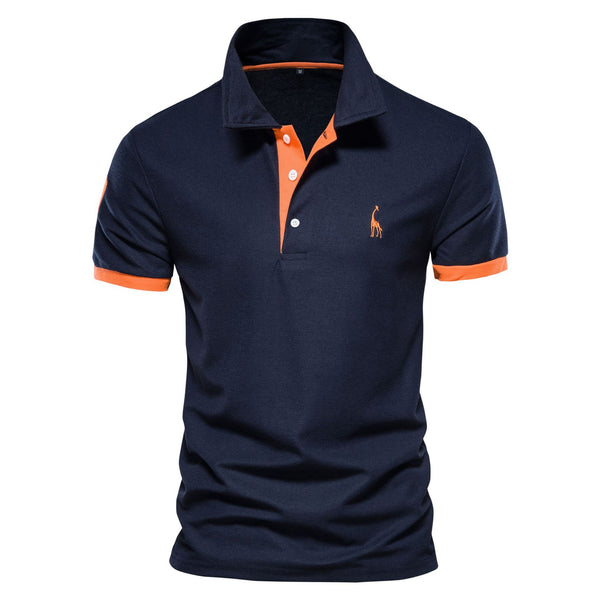Explosions Fawn Embroidered Polo Shirt Short Sleeve Zhu Di Mesh Lapel Men&#039;s T-shirt