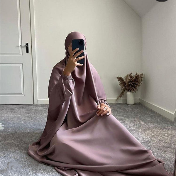 AliExpress Amazon Women&#039;s Dress Europe And America Dubai One Piece Solid Color Long Sleeve Prayer Robe P102