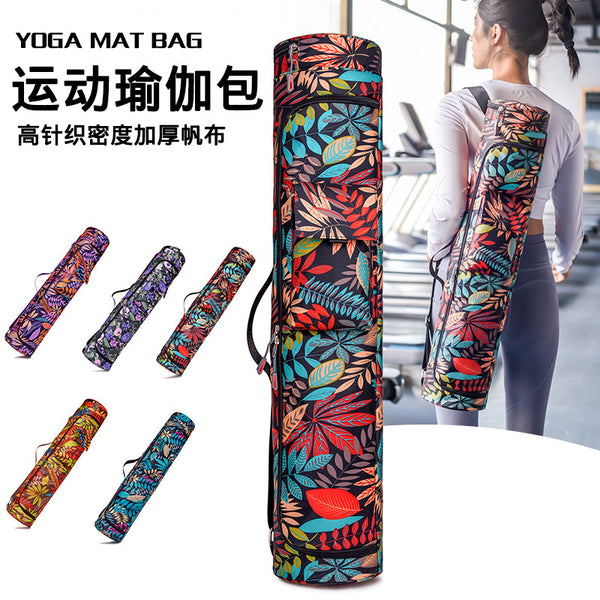 Yoga Mat Storage Bag Women's Large Capacity Sports Fitness Yoga Canvas Large Flower Fabric