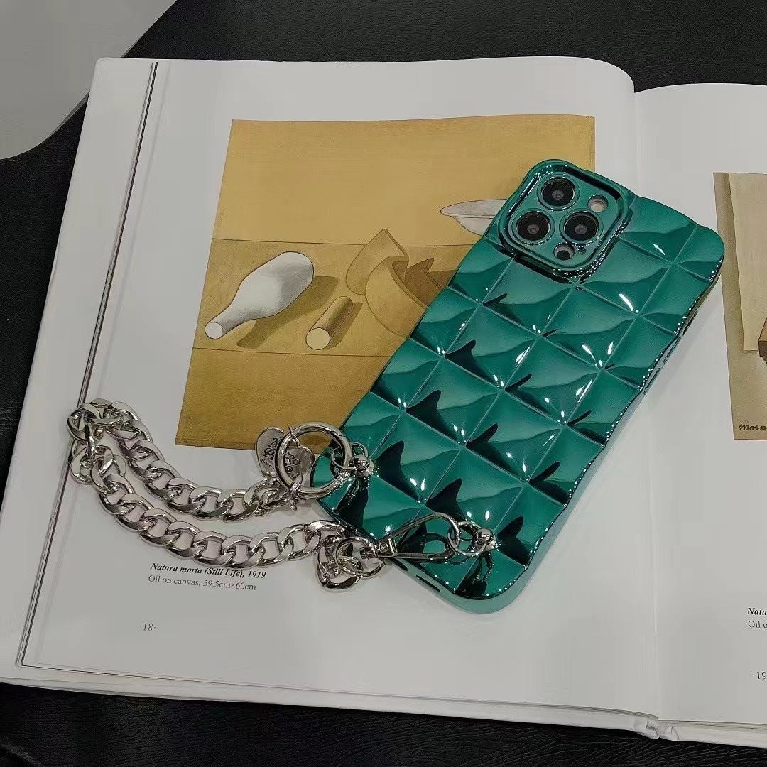 INS Electroplated Silver Diamond Lattice Phone Case
