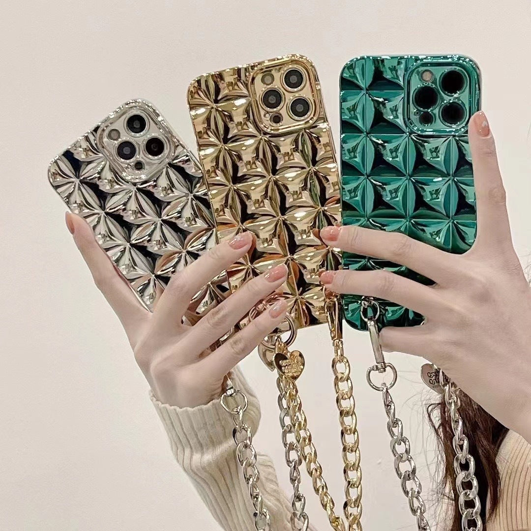 INS Electroplated Silver Diamond Lattice Phone Case