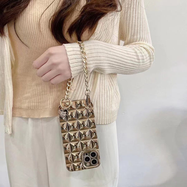 INS Electroplated Silver Diamond Lattice Phone Case