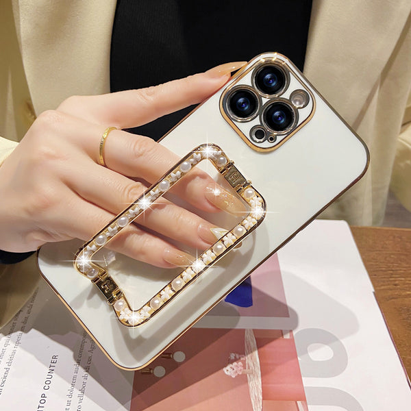 Ultra-thin Premium Stand Solid Color Phone Case With Lanyard