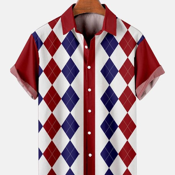 Mens Music Drum Splicing Casual Shirt