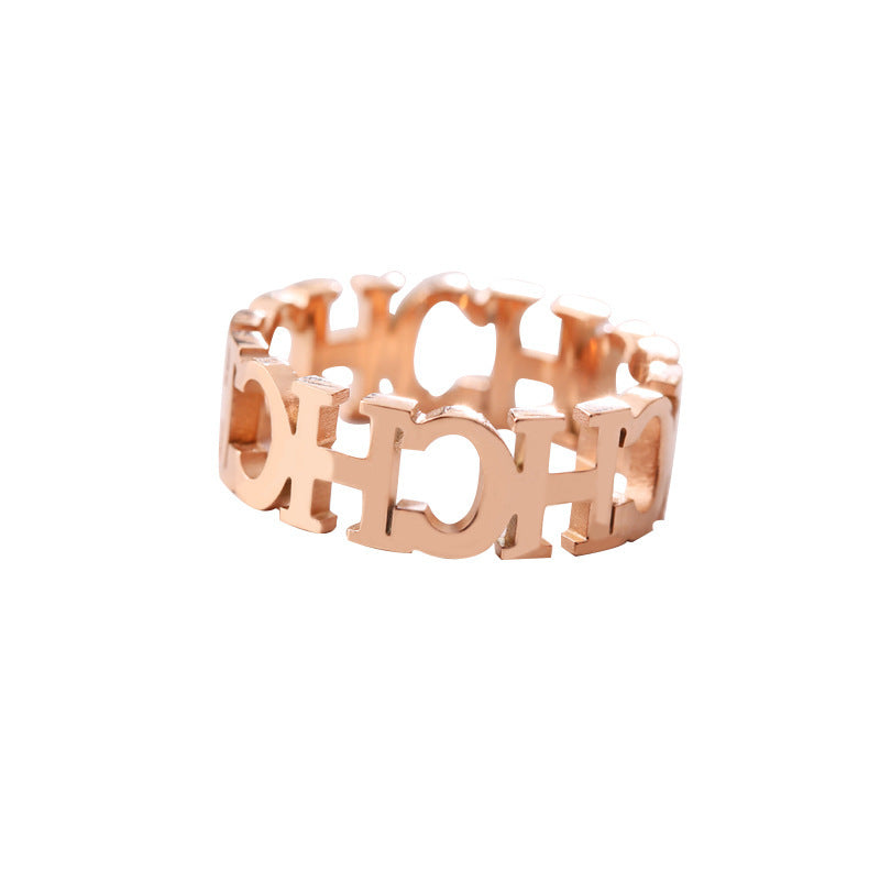 High Quality Jewelry Stainless Steel Hollowed Cut Letter Ring For Woman Man Ring