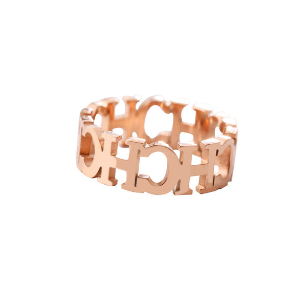 High Quality Jewelry Stainless Steel Hollowed Cut Letter Ring For Woman Man Ring